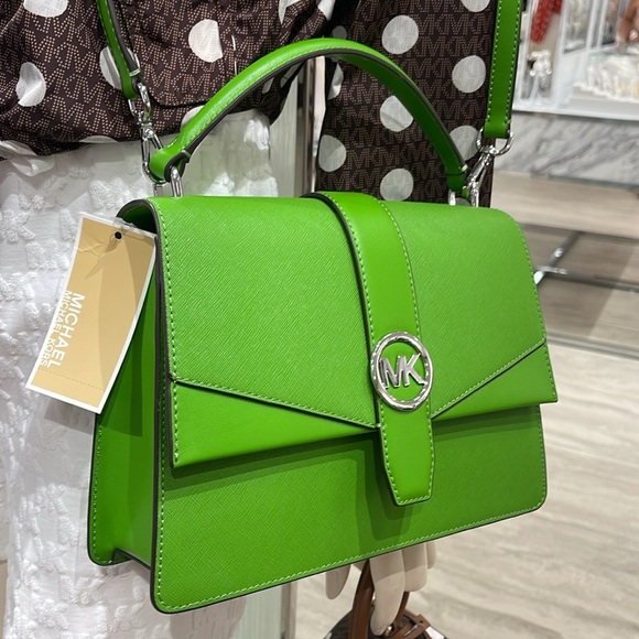 Michael Kors Greenwich Medium Saffiano Leather Satchel Crossbody Shoulder Bag - Picture 4 of 16